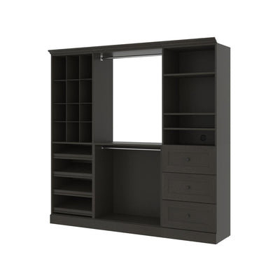 Traditional Closet System with Shelves, Drawers, Shoe Racks, Clothing Rods & Cubies, 86W x 20D