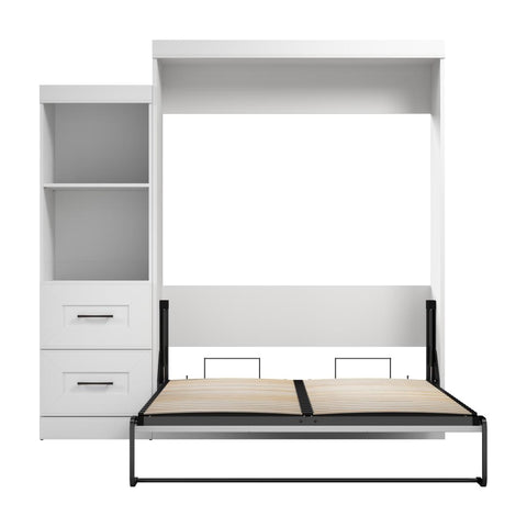 Queen Murphy Bed and Closet Organizer with Drawers (90W)