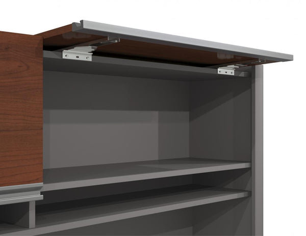U-Shaped Executive Desk with Hutch and Assembled Lateral File Cabinet