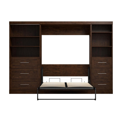 Full Murphy Bed and 2 Shelving Units with Drawers (120W)