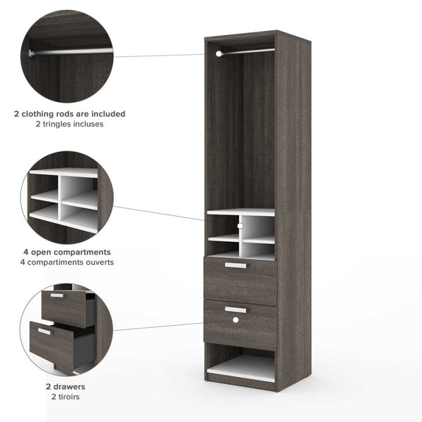 20W Closet Organizer with Storage Cubbies and Drawers