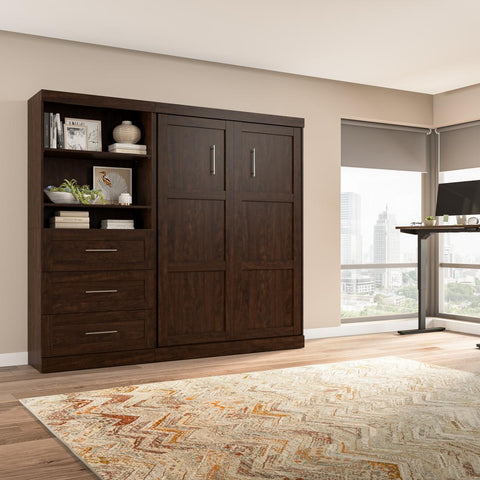 Full Murphy Bed and Shelving Unit with Drawers (95W)