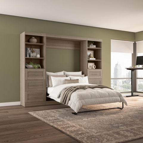 Full Murphy Bed and 2 Shelving Units with Drawers (109W)