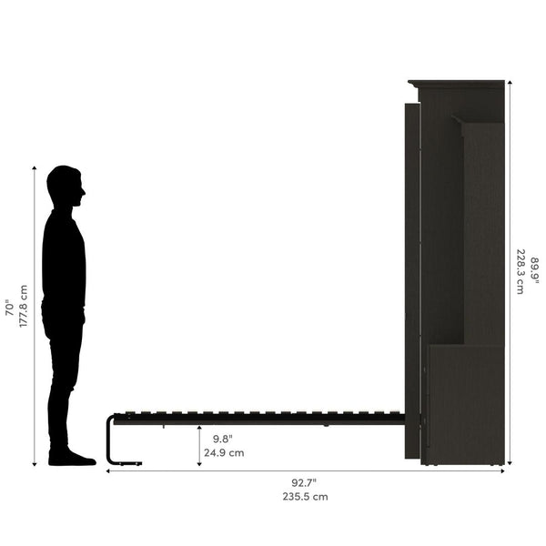 Queen Murphy Bed and Two Shelving Units with 2 Drawers (115W)