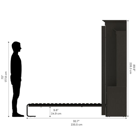 Queen Murphy Bed and Two Shelving Units with 2 Drawers (115W)