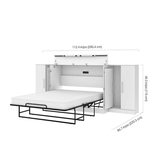 3-Piece Set Including One Full Cabinet Bed with Mattress and Two 26″ Storages Unit for Cabinet Beds
