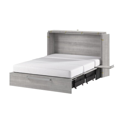 57W Full Murphy Cabinet Bed with Pullout Drawer and Mattress