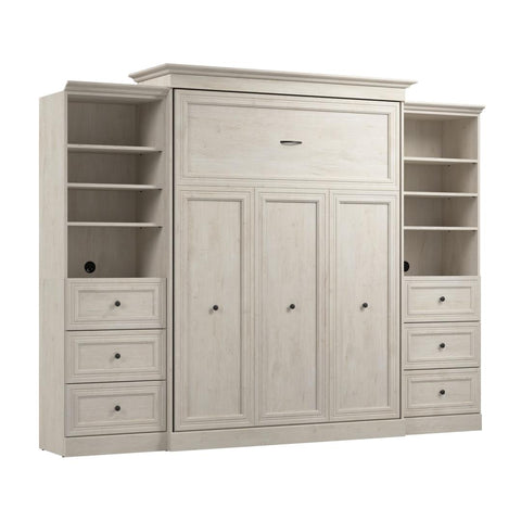 Queen Murphy Bed and 2 Closet Organizers with Drawers (115W)