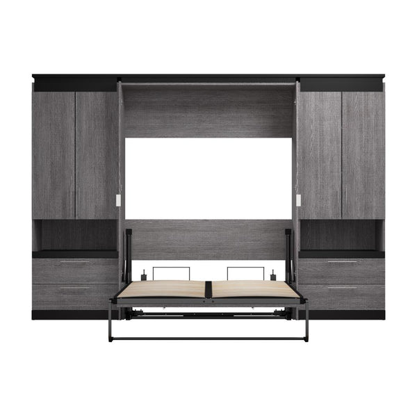 Full Murphy Bed with Storage Cabinets and Pull-Out Shelves (120W)