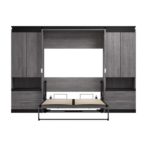 Full Murphy Bed with Storage Cabinets and Pull-Out Shelves (120W)