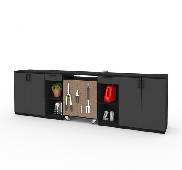 4-Piece Set with 2-Drawer Workbench and Base Cabinets