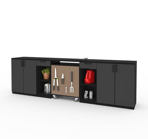 4-Piece Set with 2-Drawer Workbench and Base Cabinets