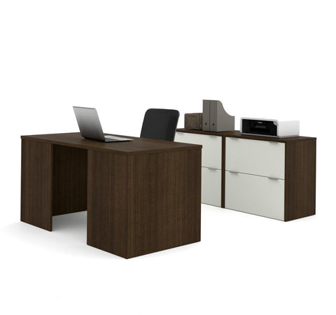 Desk Shell and Two Lateral File Cabinets