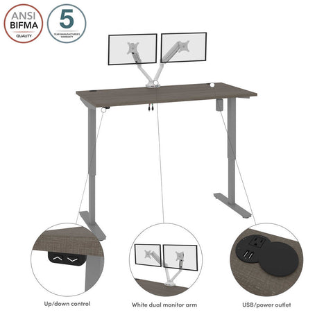 60W x 30D Standing Desk with Dual Monitor Arm