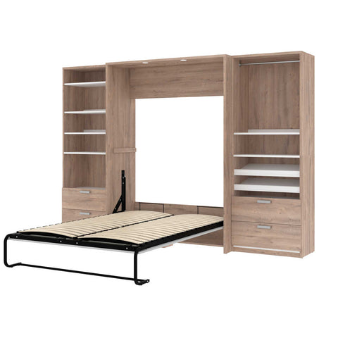 Full Murphy Bed with 2 Closet Organizers with Drawers (119W)