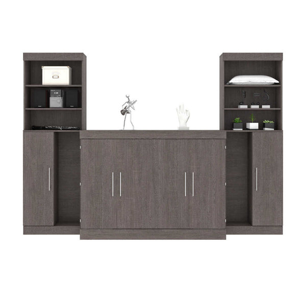 5-Piece Set Including One Full Cabinet Bed with Mattress, Two 26″ Storage Units, and Two Hutches