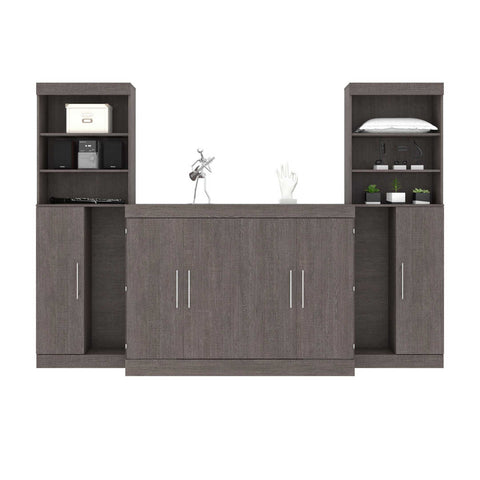5-Piece Set Including One Full Cabinet Bed with Mattress, Two 26″ Storage Units, and Two Hutches