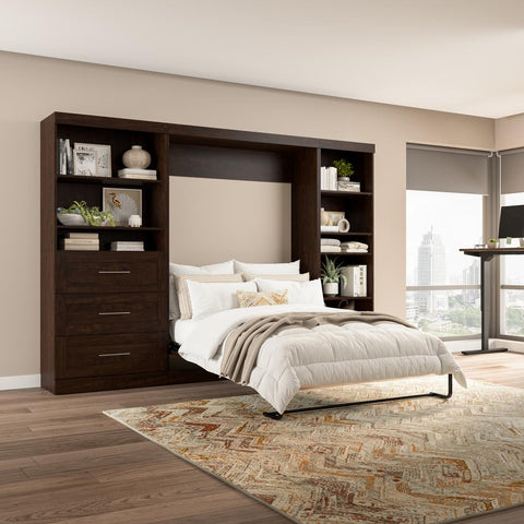 Full Murphy Bed with Shelving and Drawers (120W)