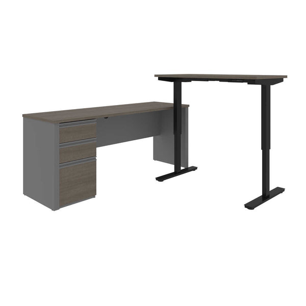 72W L-Shaped Standing Desk with Pedestal