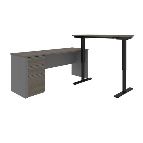 72W L-Shaped Standing Desk with Pedestal