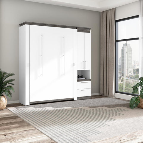 Full Murphy Bed with Storage Cabinet and Pull-Out Shelf (91W)