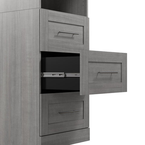 Contemporary Closet System with Shelves, Drawers & Clothing Rods, 61W x 19D