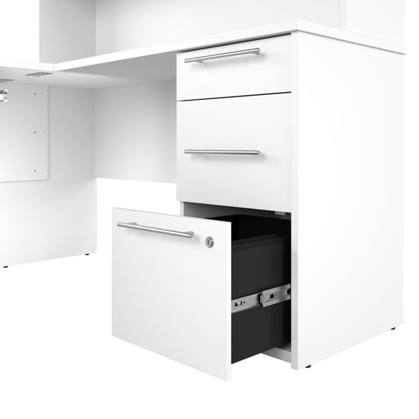 60W L-Shaped Desk with Hutch