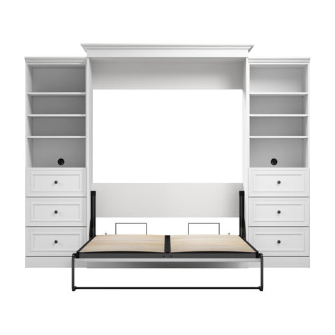Queen Murphy Bed and 2 Closet Organizers with Drawers (115W)