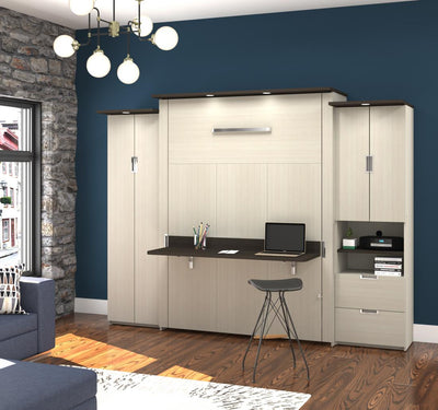 Queen Murphy Bed with Desk and two Storage Units (112“)