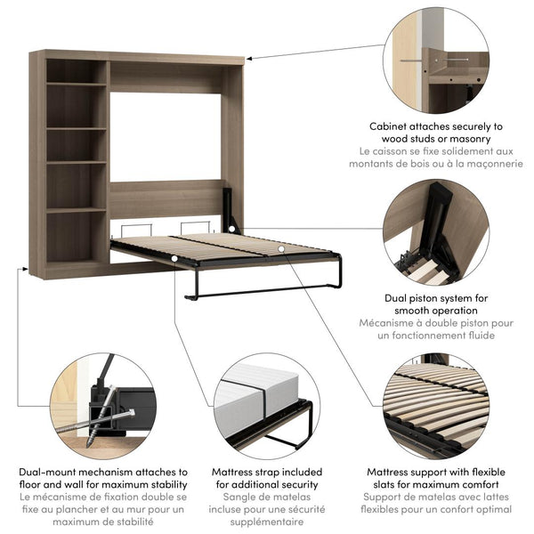Full Murphy Bed with Shelving Unit (84W)