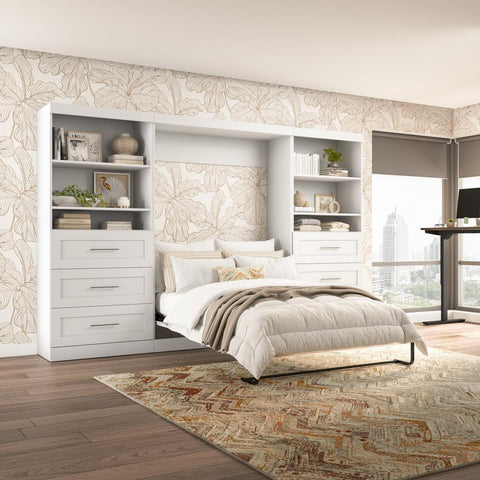 Full Murphy Bed and 2 Shelving Units with Drawers (131W)