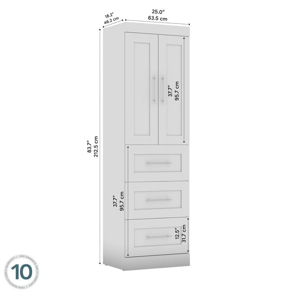 Contemporary Closet System with Drawers, 25W x 19D