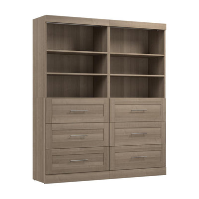 Contemporary Closet System with Shelves, Drawers & Clothing Rods, 72W x 19D