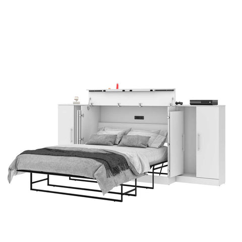 3-Piece Set Including One Full Cabinet Bed with Mattress and Two 26″ Storages Unit for Cabinet Beds