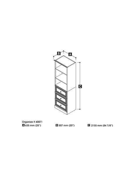 Traditional Closet System with Shelves & Drawers, 25W x 20D