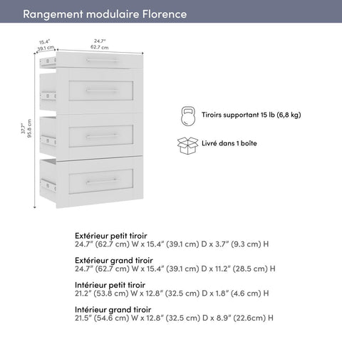 4 Drawer Set for Florence 25W x 16D Modular Reach-In or Walk-In Closet System Tower with Shelves, Shaker Style