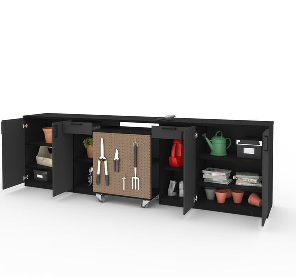 4-Piece Set with 2-Drawer Workbench and Base Cabinets