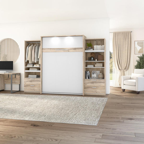 Queen Murphy Bed with 2 Closet Organizers with Drawers (125W)