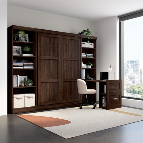 109W Full Size Murphy Bed with Pull-Out Desk and Storage