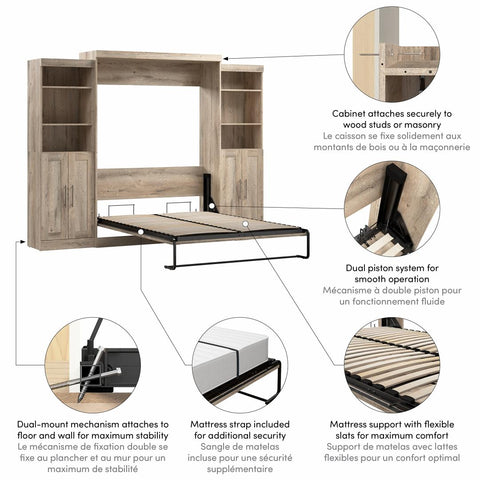 Queen Murphy Bed with Closet Storage Organizers (115W)