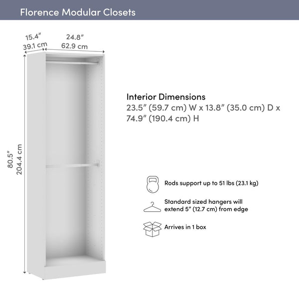 Modular Double Hanging Closet System, 25W x 16D