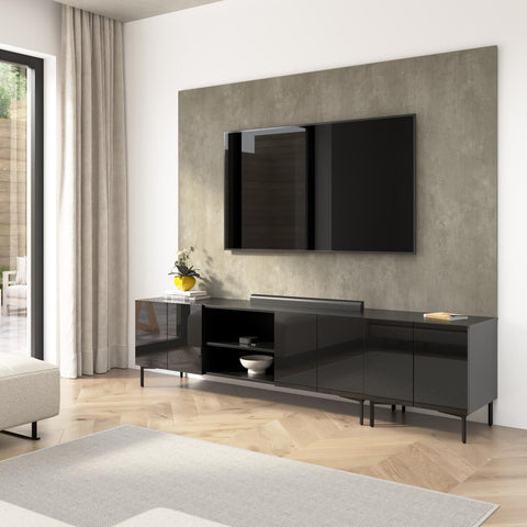 94W Modular Entertainment Center with TV Stand, Storage Cabinet, and Large Wall Panel