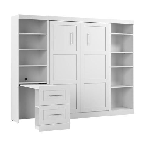 109W Full Size Murphy Bed with Pull-Out Desk and Storage