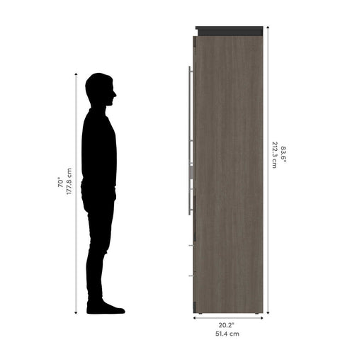 Full Murphy Bed and Narrow Storage Solutions with Drawers (99W)