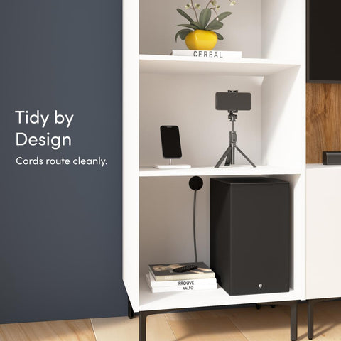 24W Modular Media Storage Tower with Shelves