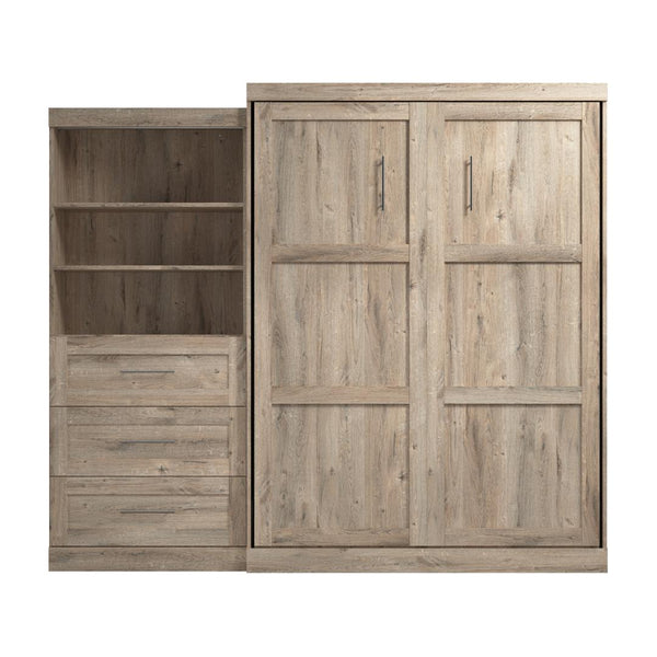 Queen Murphy Bed and Shelving Unit with Drawers (101W)