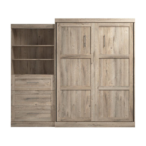 Queen Murphy Bed and Shelving Unit with Drawers (101W)