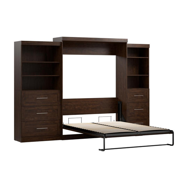 Queen Murphy Bed and 2 Shelving Units with Drawers (126W)
