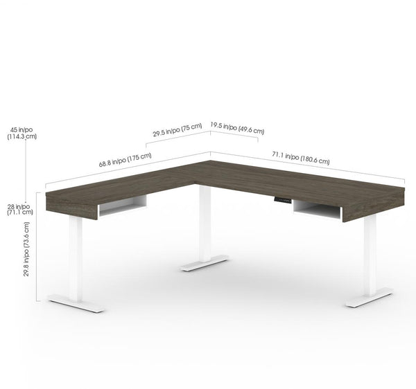 72W L-Shaped Height Adjustable Workstation