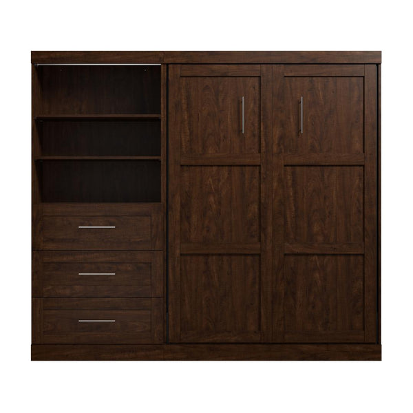 Full Murphy Bed and Shelving Unit with Drawers (95W)